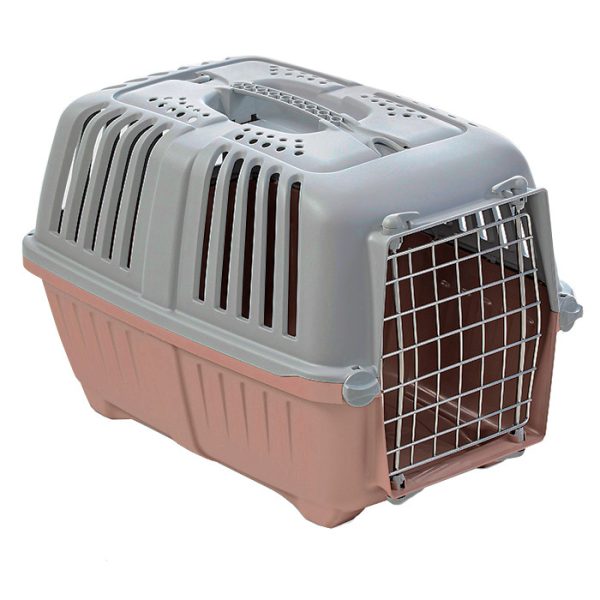 Carrier for large cats and dogs Pratiko brown with metal door size 3 (60*40*38 cm)