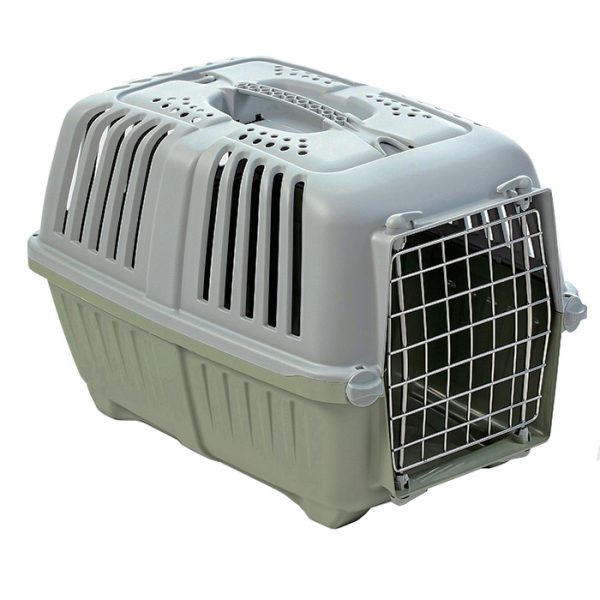Pet carrier for small cats and dogs Pratiko green with metal door size 1 (48*31.5*33 cm)