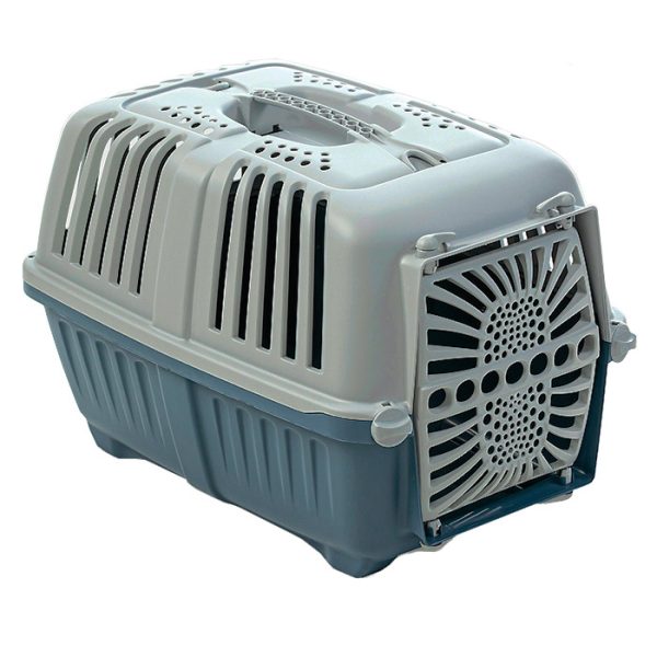 Carrier for medium cats Pratiko blue with plastic door size 2 (55*36*36 cm)