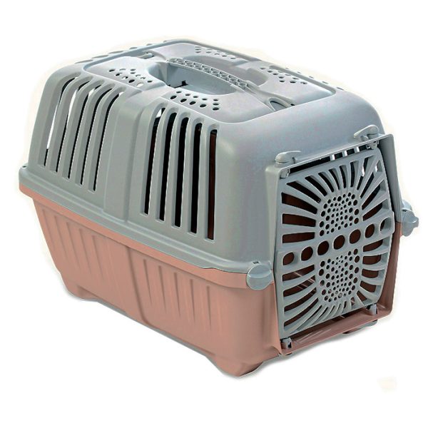 Carrier for medium dogs Pratiko brown with plastic door size 2 (55*36*36 cm
